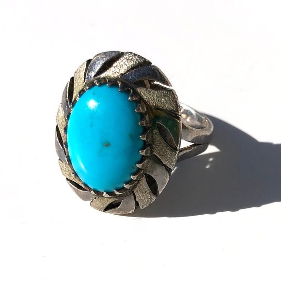 Turquoise treated and Silver 925 earrings vintage